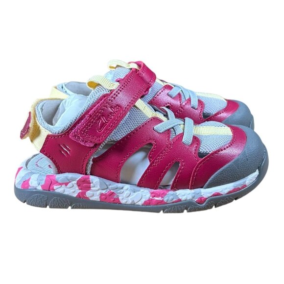 Clarks Steggy Roar Fisherman Sandals  Pink Combi / Rose Compose Kids' Size 9 NIB - Picture 1 of 7